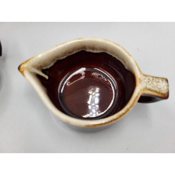 Vintage Pfaltzgraff USA Brown Drip Glaze Gourmet Open Creamer & Sugar Bowl Set - Picture 4 of 11